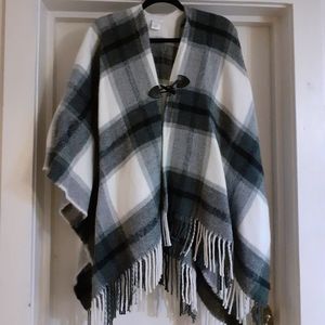 Sweater Poncho Buffalo Check One Size Women's New